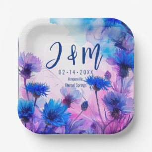 💍 With initials Cornflowers and Lavender Elegance Paper Plates
