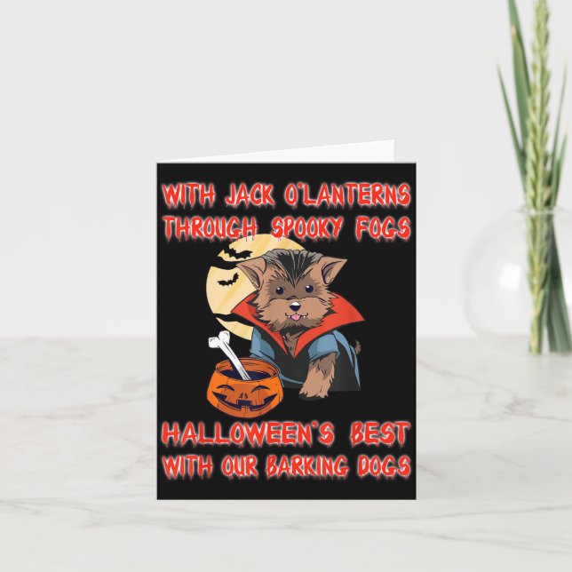 With Jack O Lanterns Through Spooky Fogs Funny Card (Front)