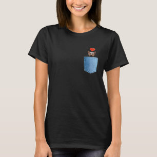 with Jeans Pocket Yorkie Dog and Heart Dog Motif T-Shirt