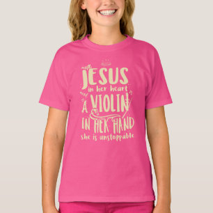 With Jesus In Her Heart A Violin Hand Music Class T-Shirt