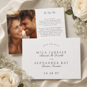 With Joyful Hearts Formal Black Save The Date Letterpress Photo Cards