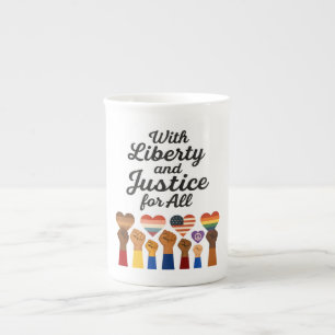 With Liberty and Justice for All Protest Freedom Bone China Mug