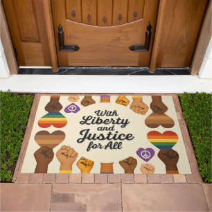 With Liberty and Justice for All Protest Freedom Doormat