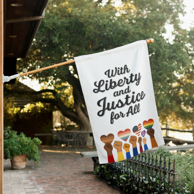 With Liberty and Justice for All Protest Freedom House Flag (In SItu)