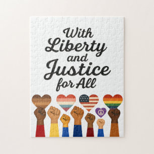 With Liberty and Justice for All Protest Freedom Jigsaw Puzzle