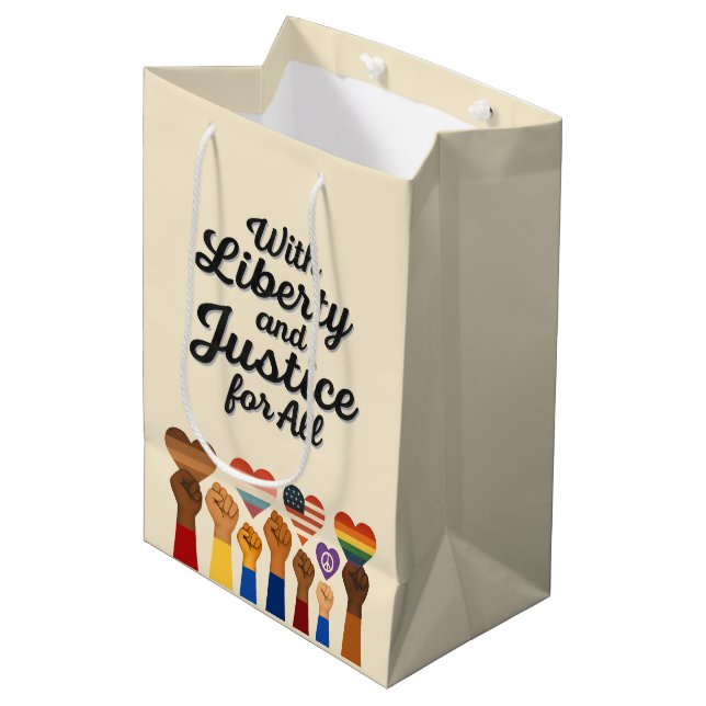 With Liberty and Justice for All Protest Freedom Medium Gift Bag (Front Angled)