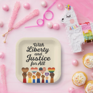 With Liberty and Justice for All Protest Freedom Paper Plates