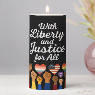 With Liberty and Justice for All Protest Freedom Pillar Candle