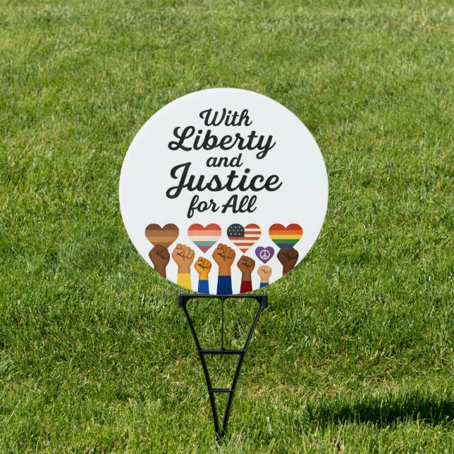 With Liberty and Justice for All Protest Freedom Sign (Insitu)