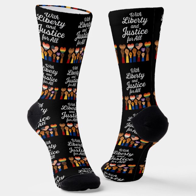 With Liberty and Justice for All Protest Freedom Socks (Angled)