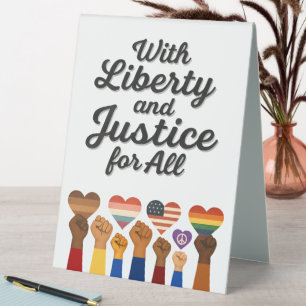 With Liberty and Justice for All Protest Freedom Table Tent