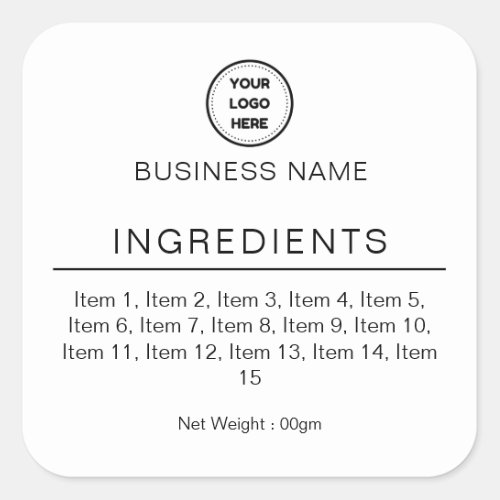 With Logo White Modern List of Ingredients Label