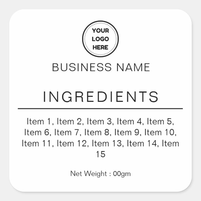 With Logo White Modern List of Ingredients Label (Front)
