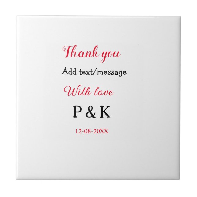 With love add couple name letter thank you add dat ceramic tile (Front)