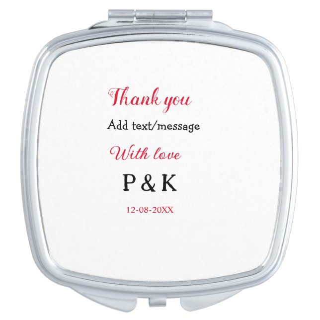 With love add couple name letter thank you add dat compact mirror (Front)