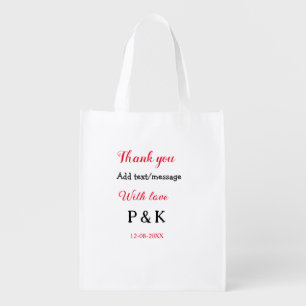 With love add couple name letter thank you add dat grocery bag
