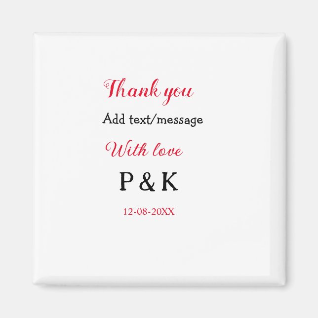 With love add couple name letter thank you add dat magnet (Front)