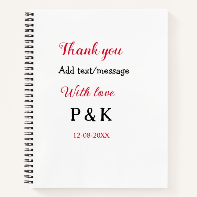 With love add couple name letter thank you add dat notebook (Front)