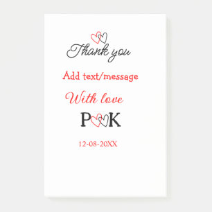 With love add couple name letter thank you add dat post-it notes