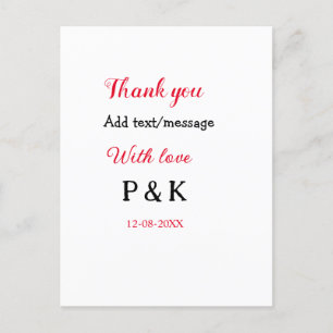 With love add couple name letter thank you add dat postcard