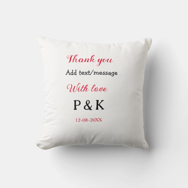 With love add couple name letter thank you add dat throw pillow (Front)