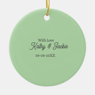With love add couple name wedding simple minimal  ceramic ornament