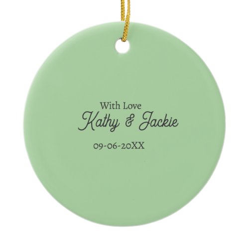 With love add couple name wedding simple minimal  ceramic ornament