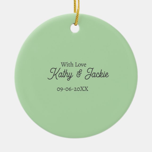 With love add couple name wedding simple minimal  ceramic ornament (Front)