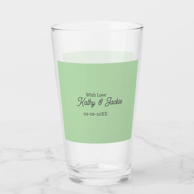 With love add couple name wedding simple minimal  glass (Front)