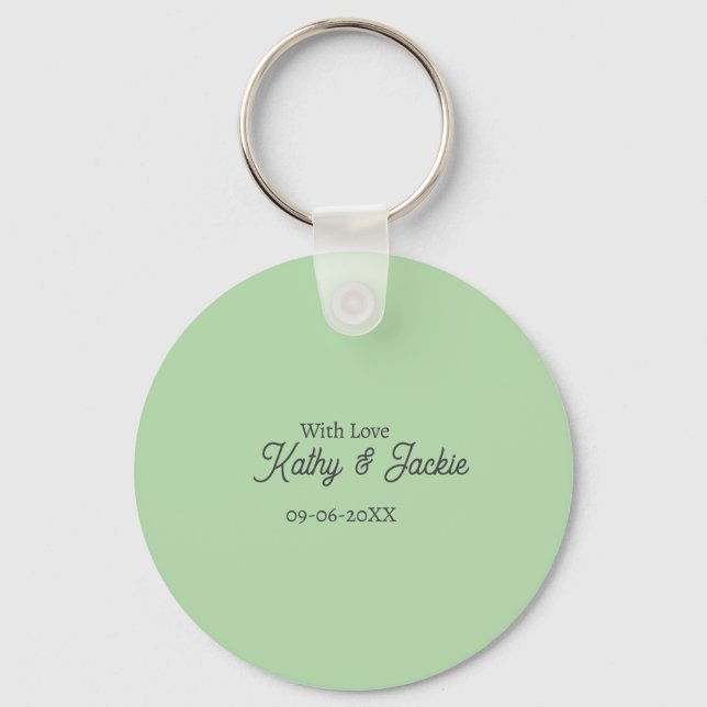 With love add couple name wedding simple minimal  keychain (Front)