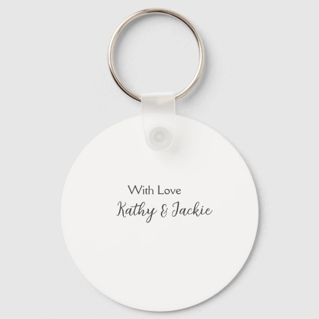 With love add couple name wedding simple minimal  keychain (Front)