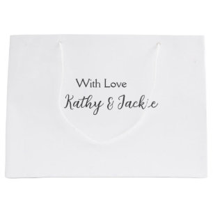 With love add couple name wedding simple minimal large gift bag