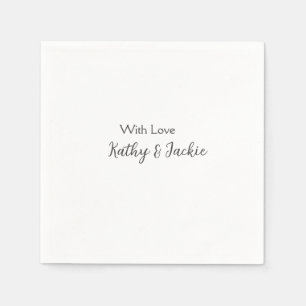 With love add couple name wedding simple minimal  napkins