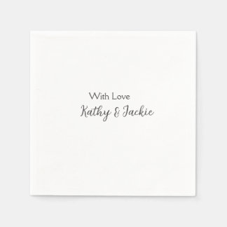 With love add couple name wedding simple minimal  napkins