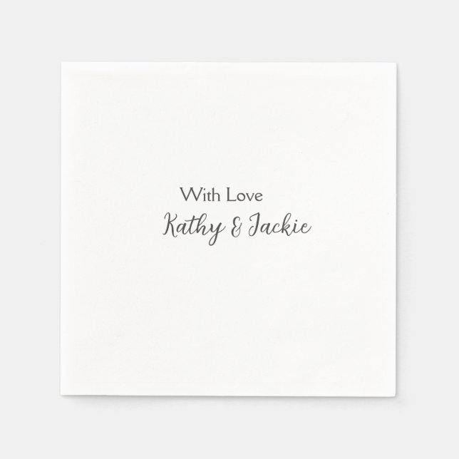 With love add couple name wedding simple minimal  napkins (Front)
