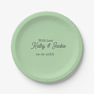 With love add couple name wedding simple minimal paper plates
