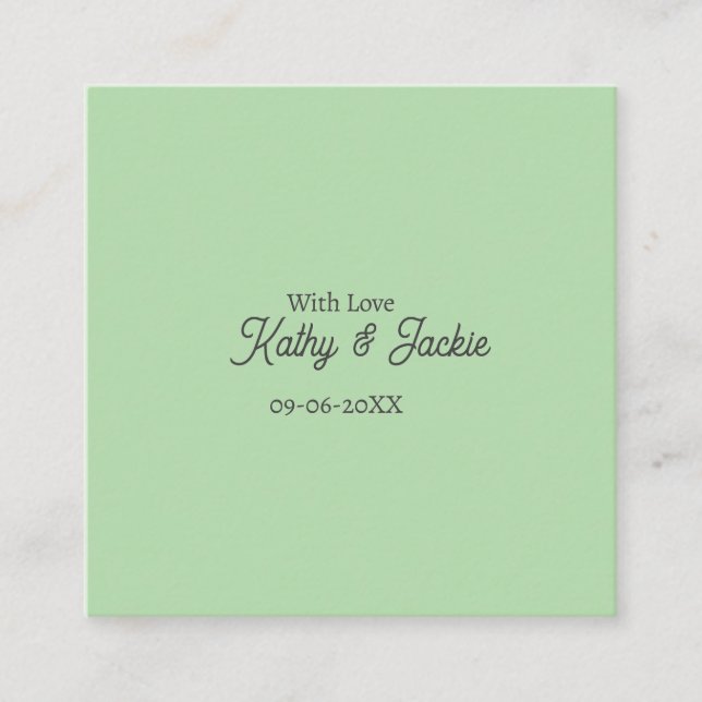 With love add couple name wedding simple minimal  square business card (Front)