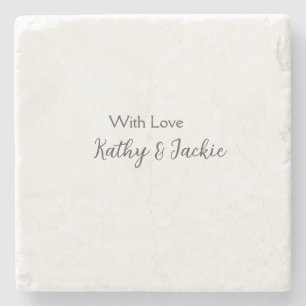 With love add couple name wedding simple minimal stone coaster