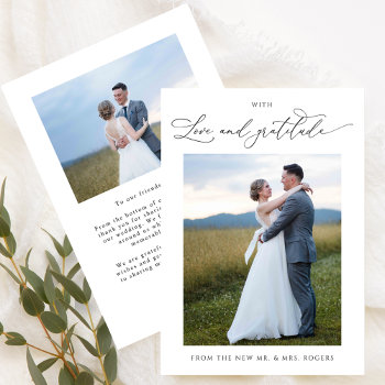 With Love And Gratitude  Chic Photo Wedding Thank You Card by One2InspireDesigns at Zazzle
