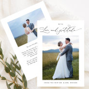 With Love And Gratitude, Chic Photo Wedding Thank You Card at Zazzle