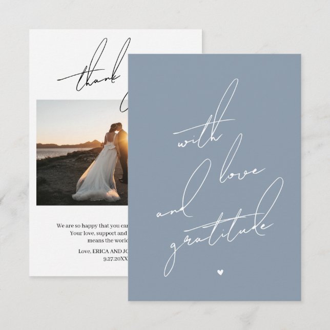 With Love and Gratitude Pre Printed Message  Thank You Card (Front/Back)