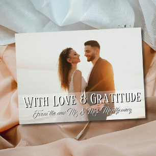 With Love and Gratitude Wedding Photo Dusty Rose Thank You Card