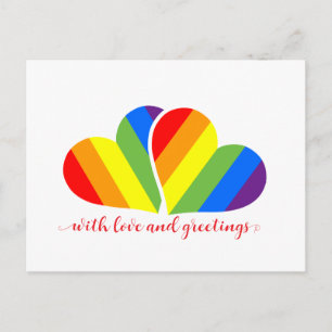 with love and rainbow hearts  postcard