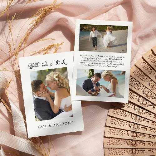 With Love and thanks 3x Wedding Photo Elegant  Thank You Card