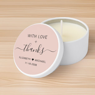With Love And Thanks Blush Pink Wedding Mini Candle Favors