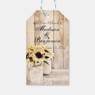 With Love and Thanks Mason Jar Wedding Thank You Gift Tags