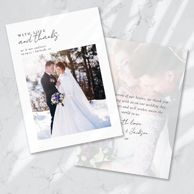 With Love and Thanks Photo Wedding Thank You Card (Creator Uploaded)