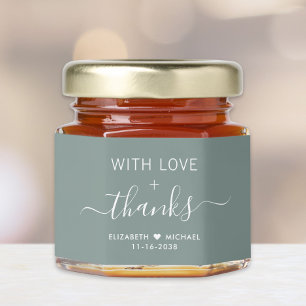 With Love And Thanks Sage Green Wedding Honey Jar Favors