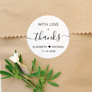 With Love And Thanks Wedding Classic Round Sticker
