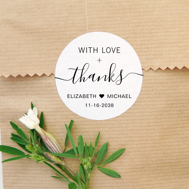 With Love And Thanks Wedding Classic Round Sticker (Creator Uploaded)